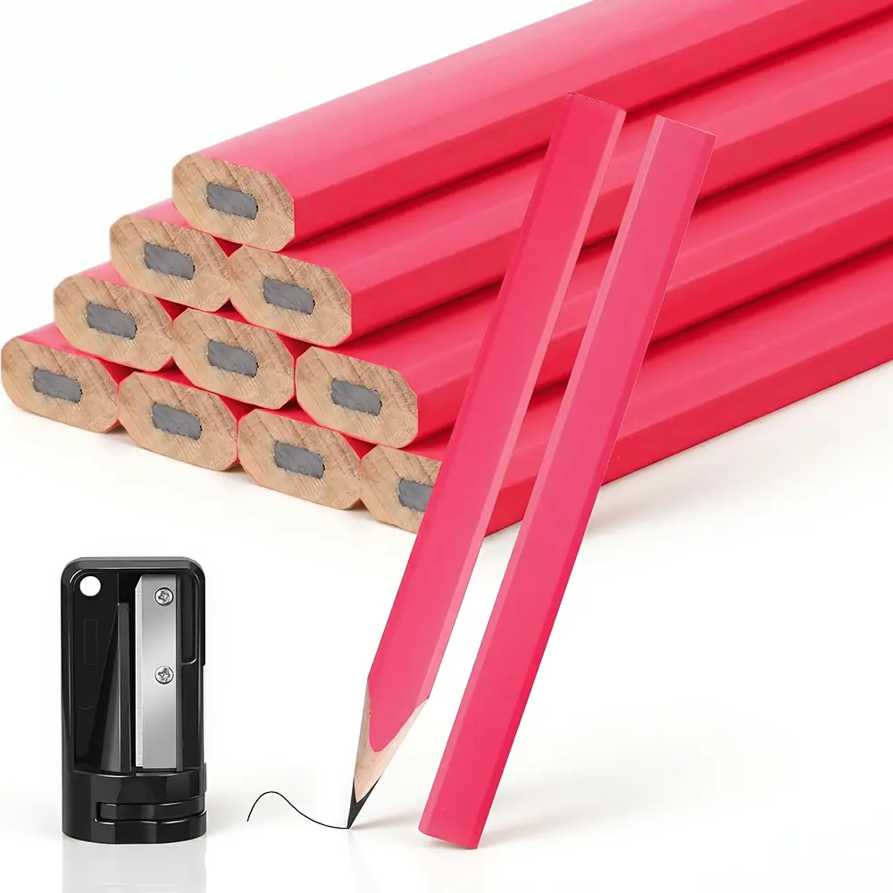 Carpenter Pencil Set — 12-Pack with Sharpener