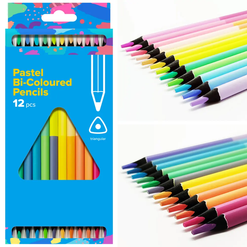 12PCS Premium Pastel Bi-Color Pencils