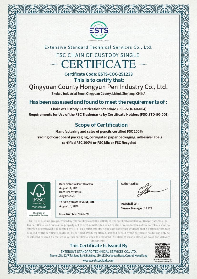 Forest Stewardship Council certificate