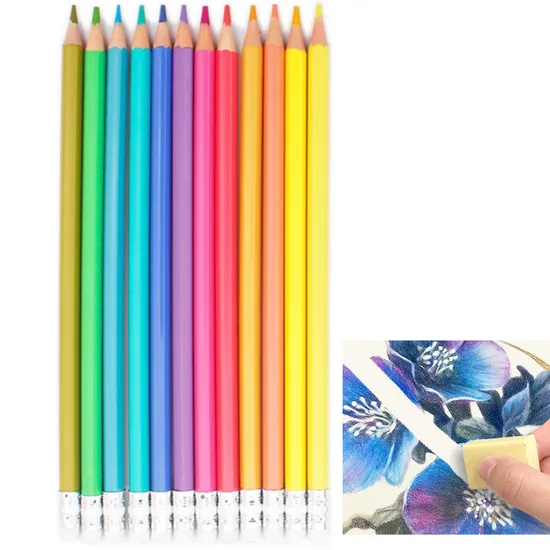 12 Wood-Free Erasable Colored Pencils