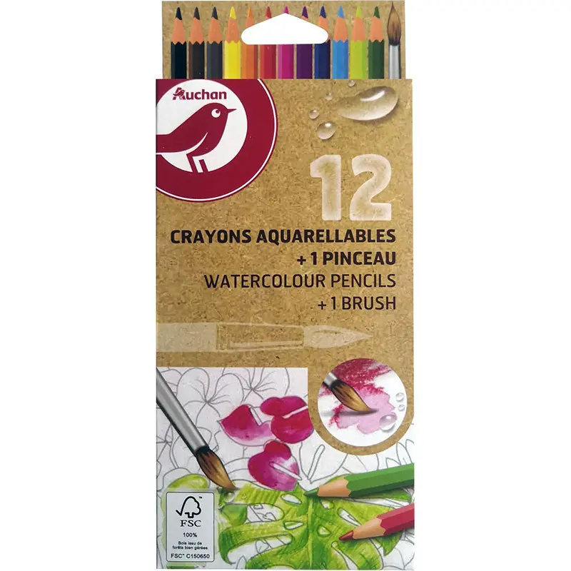 12 Watercolor Pencils with Brush