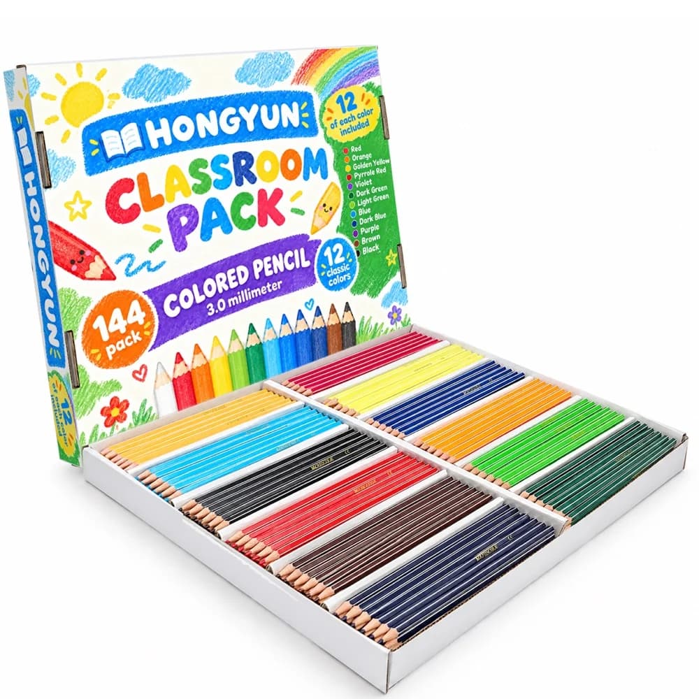 Classpack of 144 Colored Pencils — Bulk Classroom Pack for Schools