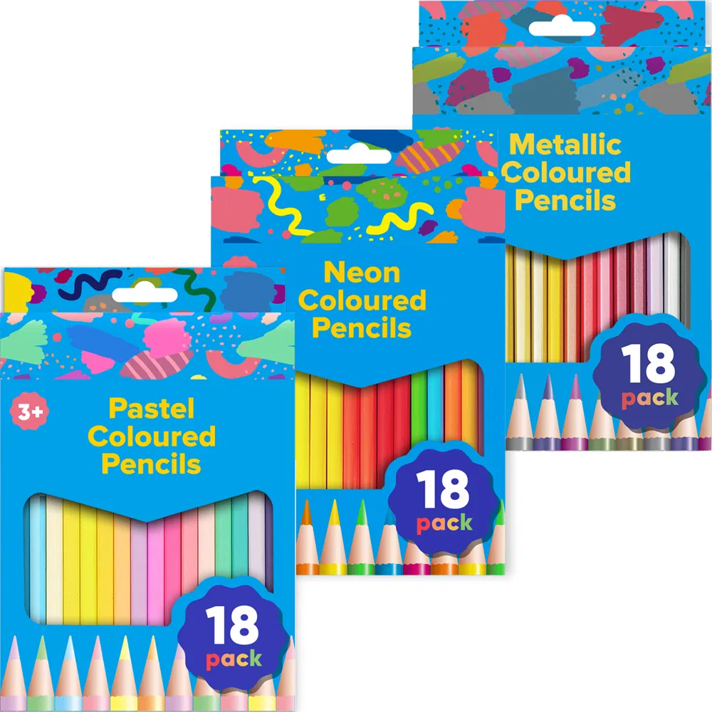 18 Neon / Metallic / Pastel Colored Pencil Set