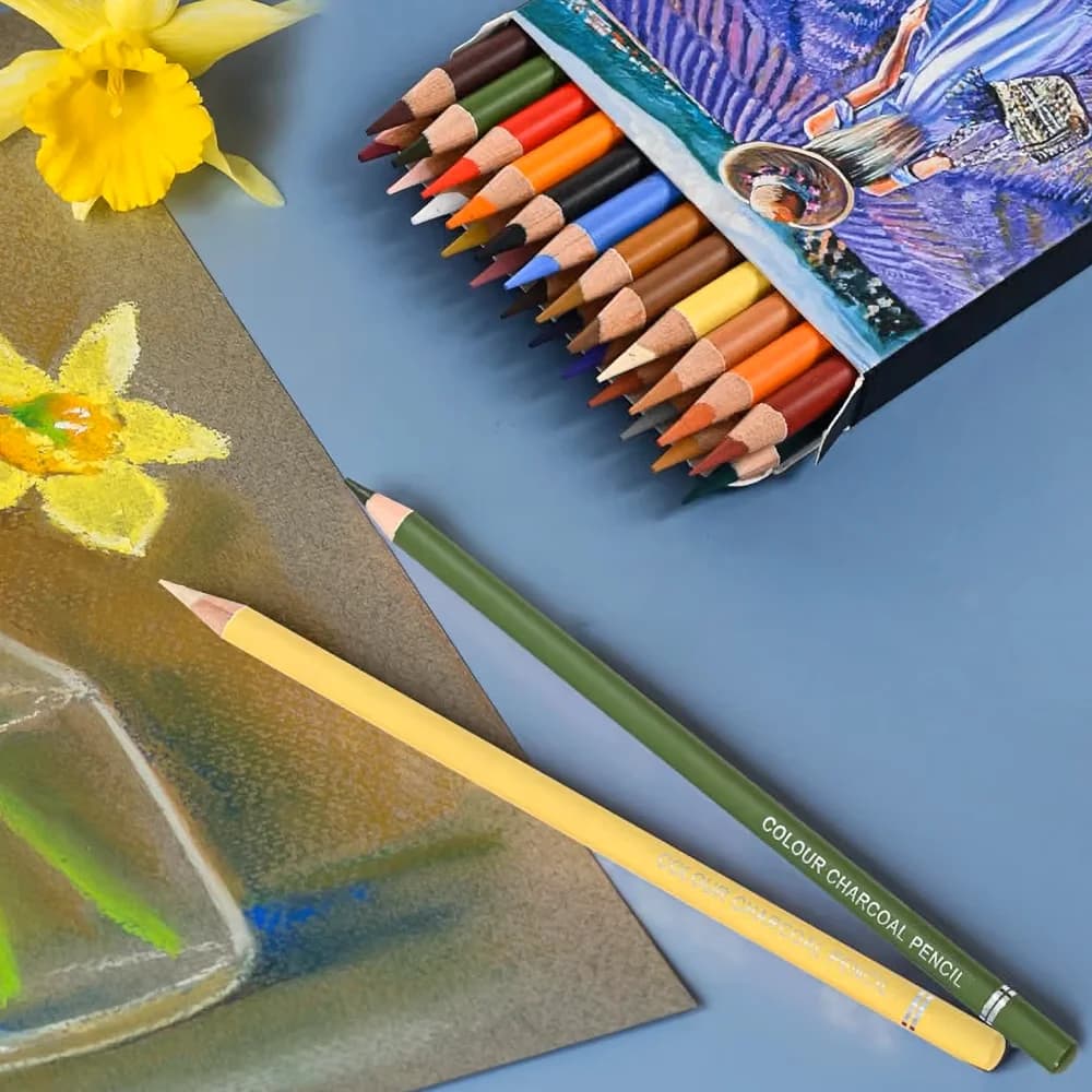 24 Color Chalk Pastel Pencils — Paper Box Retail Set thumbnail 3