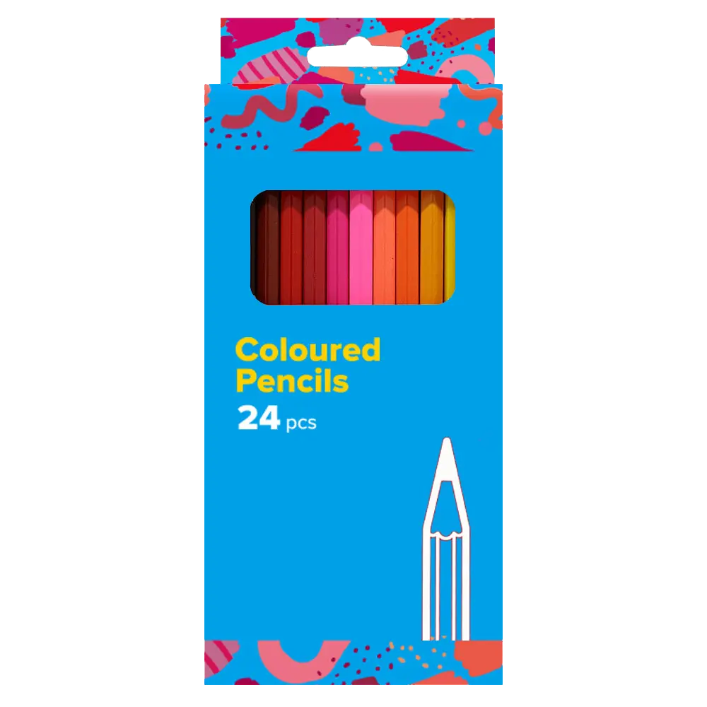 24 Coloring Pencils — FSC Poplar, Paper Box