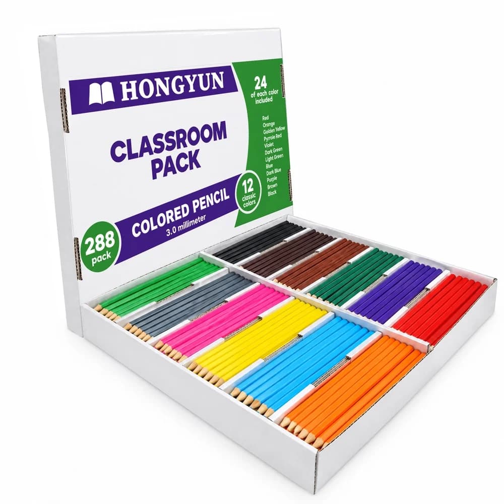 Classpack of 288 Colored Pencils — Bulk Classroom Pack for Schools