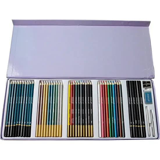 50-Piece Artist Pencil Set with Accessories