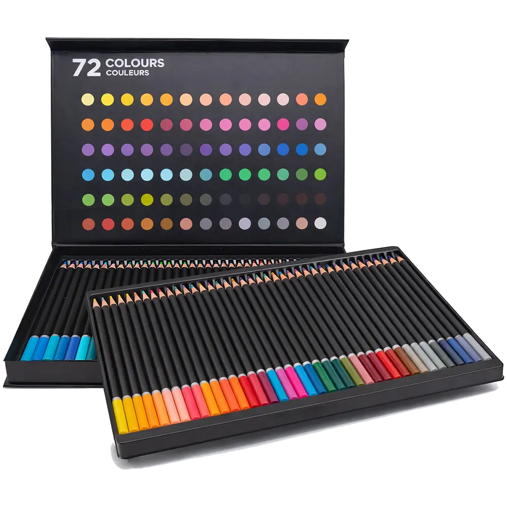 72 Premium Colored Pencils — FSC Poplar, Cardboard Box