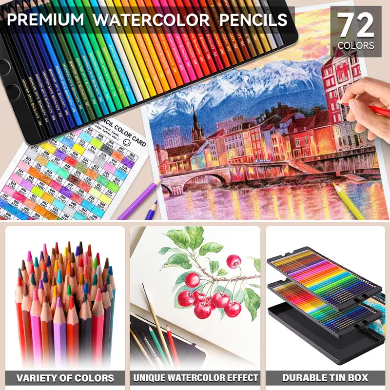 72 Watercolor Pencil Set in Tin Box — photo 2