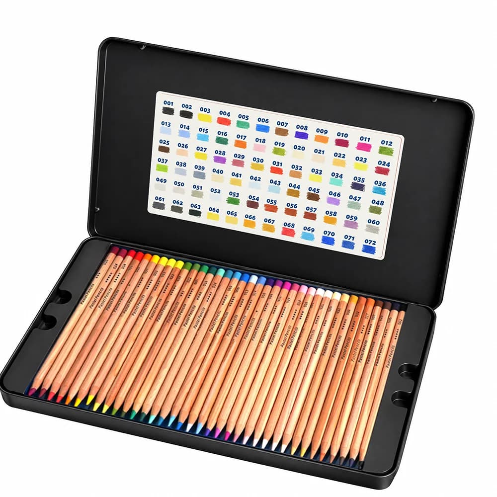 72 Color Chalk Pastel Pencils in Tin Box — 2-Layer Blister Tray